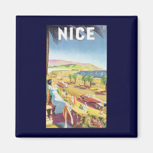 Vintage Travel Poster, Nizza, Frankreich, Côte d' Magnet