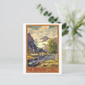 Vintage Travel Poster (Norwegen) Postkarte (Stehend Vorderseite)