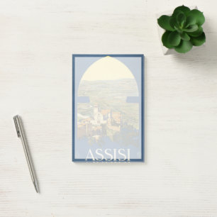 Vintage Travel Poster of Assisi, Italien Post-it Klebezettel