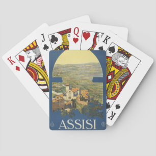 Vintage Travel Poster of Assisi, Italien Spielkarten
