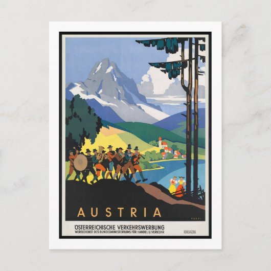 Vintage Travel Poster, Österreich Postkarte (Vorderseite)