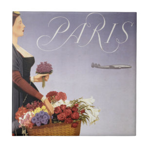 Vintage Travel Poster, Paris Via Constellation Fliese
