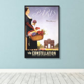 Vintage Travel Poster, Paris Via Constellation Leinwanddruck (Insitu (Holzboden))