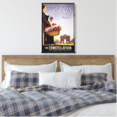 Vintage Travel Poster, Paris Via Constellation Leinwanddruck (Insitu (Schlafzimmer))