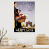 Vintage Travel Poster, Paris Via Constellation Poster (Küche)