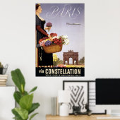 Vintage Travel Poster, Paris Via Constellation Poster (Heimbüro)