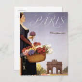 Vintage Travel Poster, Paris Via Constellation Postkarte (Vorne/Hinten)