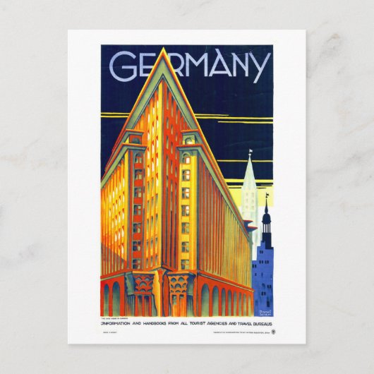 Vintage Travel Poster Postkarte (Vorderseite)