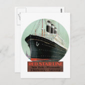 Vintage Travel Poster - Red Star Line Postkarte (Vorne/Hinten)