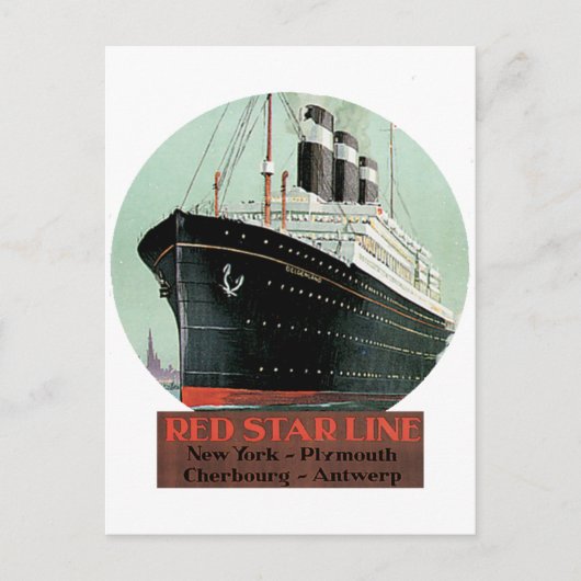 Vintage Travel Poster - Red Star Line Postkarte (Vorderseite)