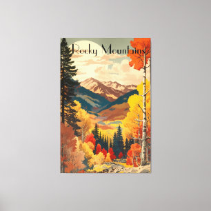 Vintage Travel Poster Rocky Mountains Leinwanddruck