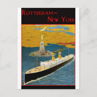 Vintage Travel Poster: Rotterdam - New York Postkarte