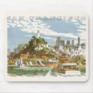 Vintage Travel Poster San Francisco Bay Fährschiff Mousepad