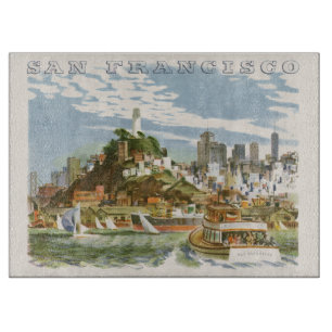 Vintage Travel Poster San Francisco Bay Fährschiff Schneidebrett