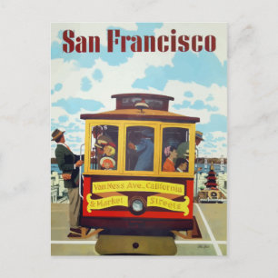 Vintage Travel Poster San Francisco Cable Car Postkarte