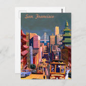 Vintage Travel Poster San Francisco Cable Car Postkarte (Vorne/Hinten)