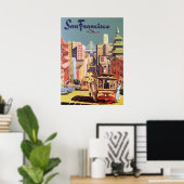 Vintage Travel Poster San Francisco Cable Cars (Heimbüro)