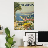 Vintage Travel Poster San Remo Von der Terrasse (Heimbüro)