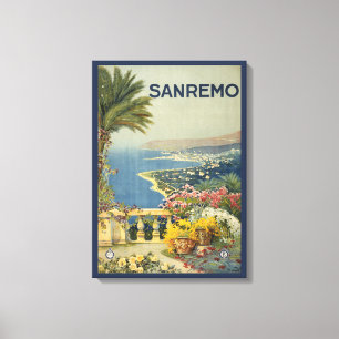 Vintage Travel Poster San Remo Von der Terrasse Leinwanddruck