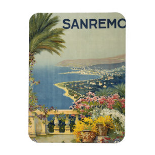 Vintage Travel Poster San Remo Von der Terrasse Magnet