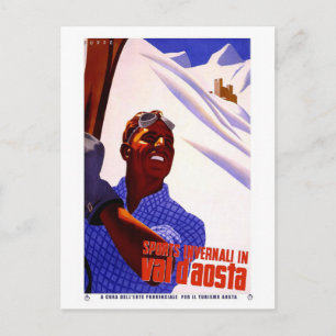 Vintage Travel Poster - Skifahren in den Italienis Postkarte