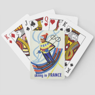 Vintage Travel Poster Skifahren in Frankreich Spielkarten