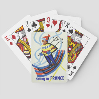 Vintage Travel Poster Skifahren in Frankreich Spielkarten