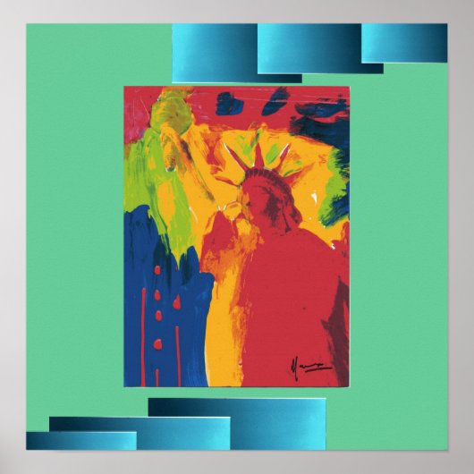 Vintage Travel Poster Statue of Liberty NYC Print (Vorne)