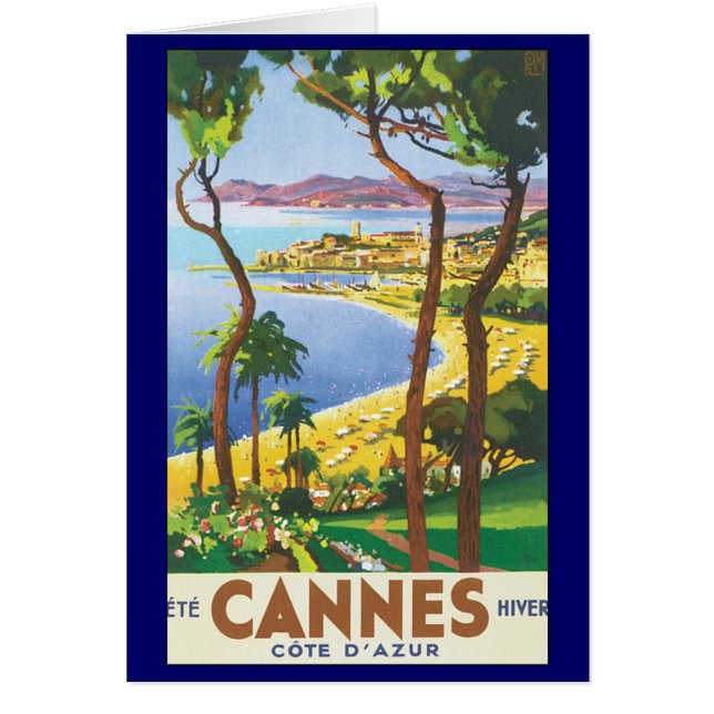 Vintage Travel Poster, Strand in Cannes, Frankreic (Vorne)