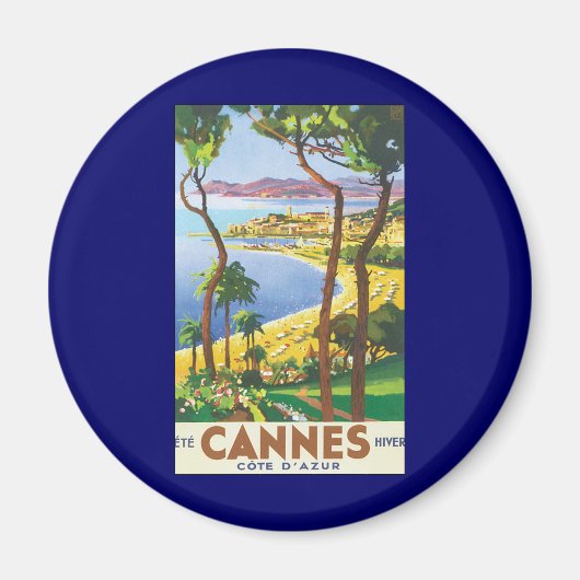 Vintage Travel Poster, Strand in Cannes, Frankreic Magnet (Vorne)