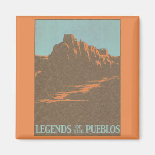 Vintage Travel Poster, Taos Pueblos, New Mexico Magnet