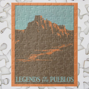 Vintage Travel Poster, Taos Pueblos, New Mexico Puzzle