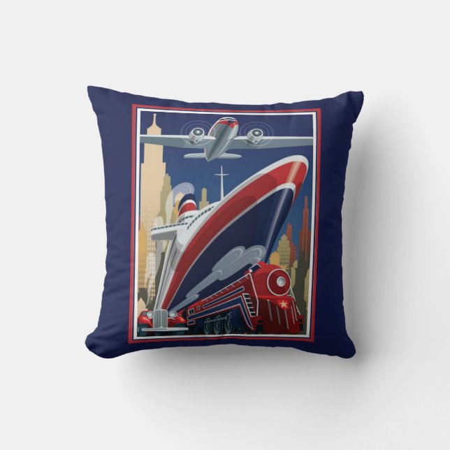 Vintage Travel Poster Totasche Kissen (Vorderseite)