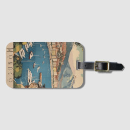Vintage Travel Poster über dem Hafen von Monaco Gepäckanhänger