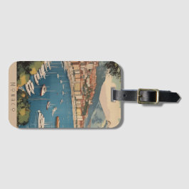 Vintage Travel Poster über dem Hafen von Monaco Gepäckanhänger