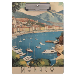 Vintage Travel Poster über dem Hafen von Monaco Klemmbrett