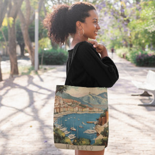 Vintage Travel Poster über dem Hafen von Monaco Tasche