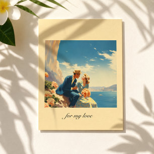 Vintage Travel Poster, Valentine personalisierbar Postkarte