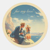Vintage Travel Poster, Valentine personalisierbar Runder Aufkleber (Vorderseite)