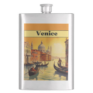 Vintage Travel Poster Venedig, Italien Flachmann