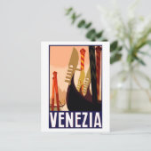 Vintage Travel Poster Venedig Postkarte (Stehend Vorderseite)