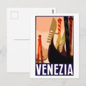 Vintage Travel Poster Venedig Postkarte (Vorne/Hinten)