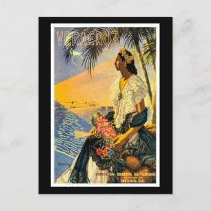 Vintage travel poster, Veracruz, Mexiko, Postkarte