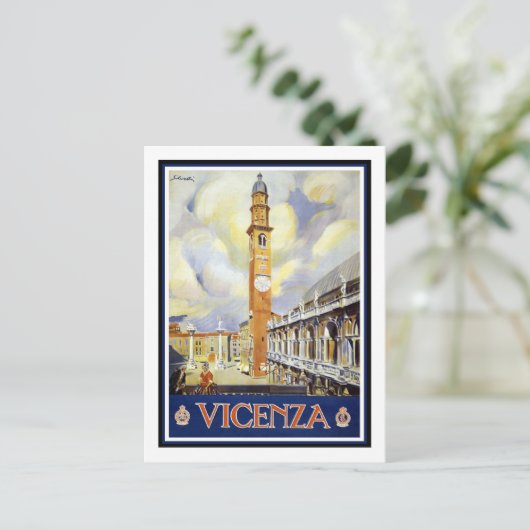 Vintage Travel Poster, Vicenza Postkarte (Stehend Vorderseite)