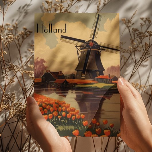 Vintage Travel Poster von Holland Postkarte