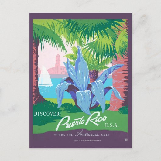 Vintage Travel Poster Werbung Puerto Rico 2 Postkarte (Vorderseite)