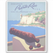 Vintage Travel Poster Werbung Puerto Rico Aufkleber (Vorderseite)