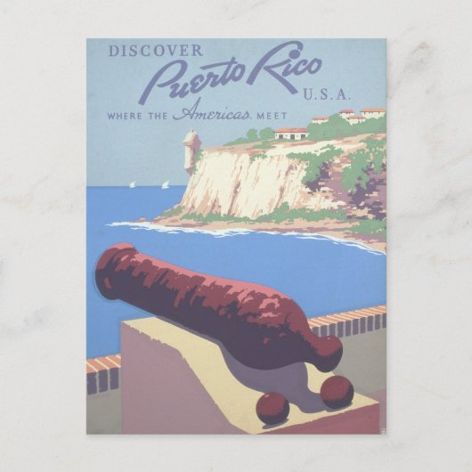 Vintage Travel Poster Werbung Puerto Rico Postkarte (Vorderseite)