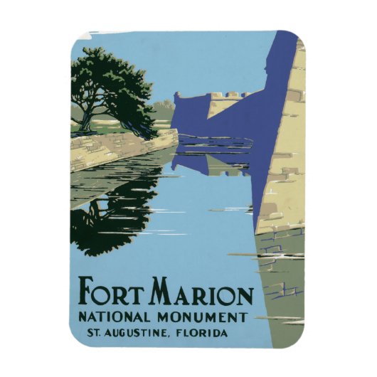 Vintage Travel Poster zeigt Fort Marion Magnet (Vertikal)