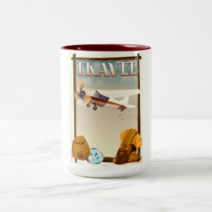 Vintage Travel Poster Zweifarbige Tasse
